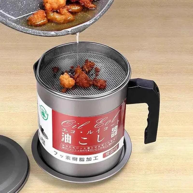 Stainless Steel Oil Filter Pot 1.4 Liter for Cooking and Frying