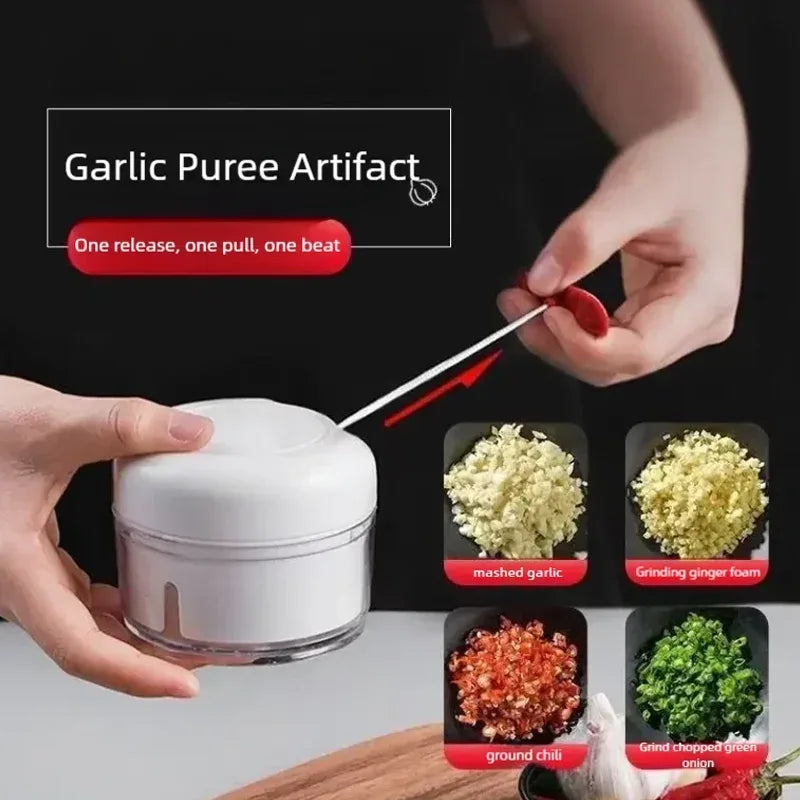 Manual Garlic Chopper with Easy Pull Mechanism